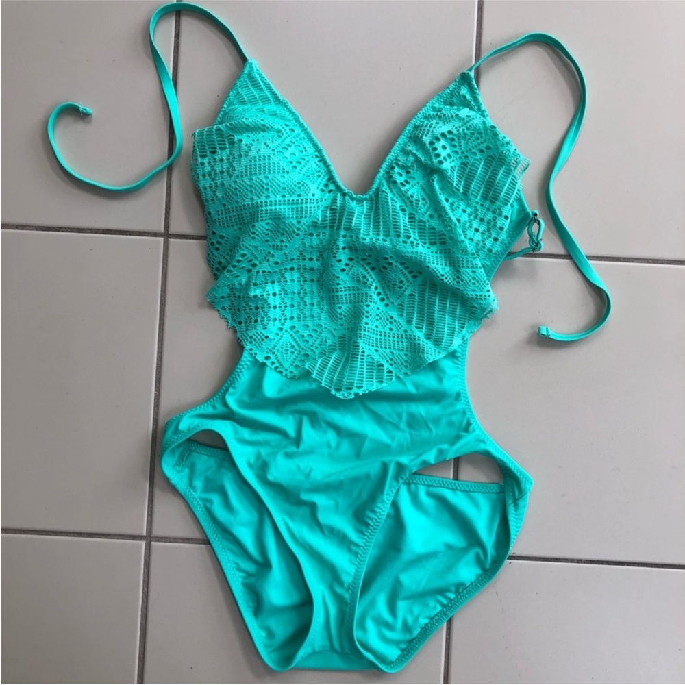 Mossimo Turquoise One-Piece Swimsuit (Size XL)